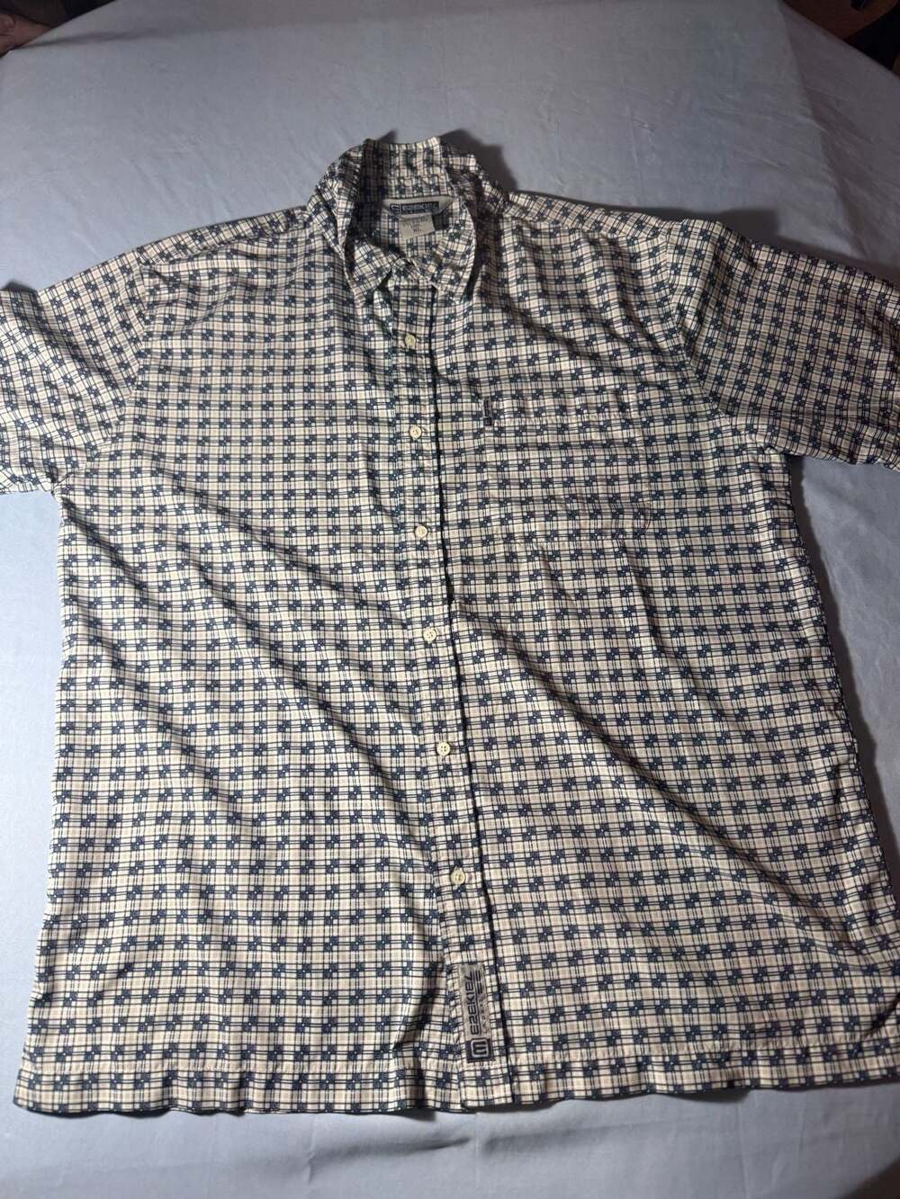 Ezekiel Geometric Grid Check Short Sleeve Button Up Shirt XL